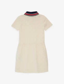 Gucci Contrast-collar Cotton-jersey Dress 4-12 Years -Boutique Fashionable Childrens Clothing Store R04078871 WHITEMIX ALT02