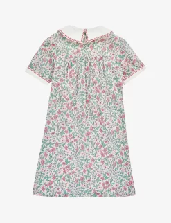 Gucci Floral-print Collared Cotton Dress 4-12 Years 5 Gucci Floral-print Collared Cotton Dress 4-12 Years -Boutique Fashionable Childrens Clothing Store R04078891 IVORYPINKMC ALT02