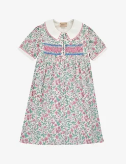 Gucci Floral-print Collared Cotton Dress 4-12 Years