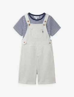 Stripe-print T-shirt And Piqué Cotton Dungaree Set 18 Months-6 Years