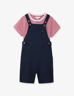 Stripe T-shirt And Button-up Cotton-jersey Dungaree Set 18 Months-6 Years