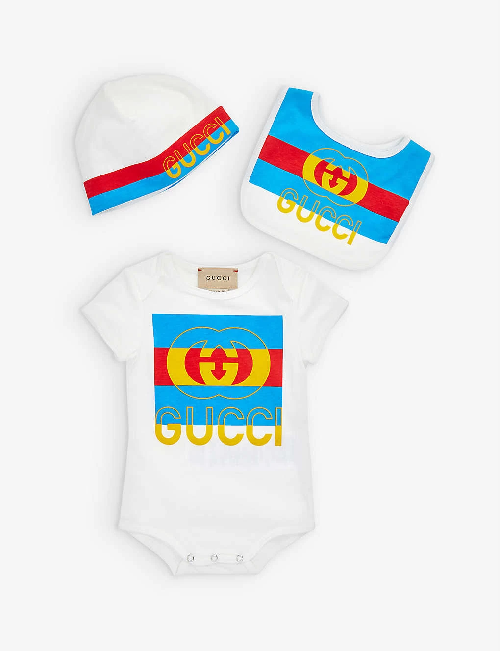 Gucci Stripe Logo Three-piece Cotton-jersey Gift Set 0-9 Months 1 Gucci Stripe Logo Three-piece Cotton-jersey Gift Set 0-9 Months