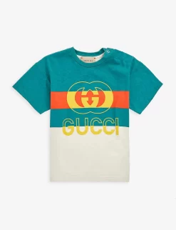 Gucci Colour-blocked Logo-print Cotton-jersey T-shirt 6-36 Months