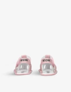 MOSCHINO Teddy Bear-patch Leather Sandals 0-6months -Boutique Fashionable Childrens Clothing Store R04080196 PINK ALT03