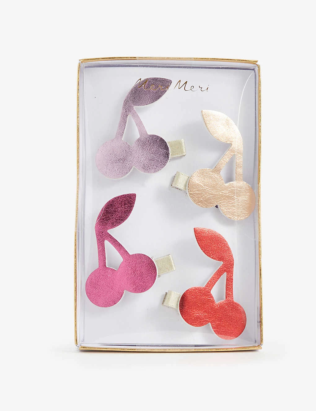 Meri-Meri Cherry Pack Of Four Faux-leather Hair Clips 1 Meri-Meri Cherry Pack Of Four Faux-leather Hair Clips