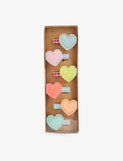 Meri-Meri Heart Pack Of Six Felt Hair Clips