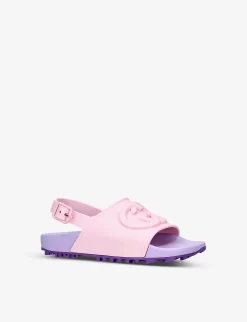 Gucci Miami Logo-embossed Rubber Slingback Sliders 4-7 Years -Boutique Fashionable Childrens Clothing Store R04086295 PINKCOMB ALT02