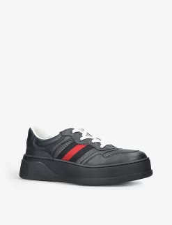Gucci Chunky B Logo-printed Leather Low-top Trainers 5-8 Years -Boutique Fashionable Childrens Clothing Store R04086301 NAVY ALT02
