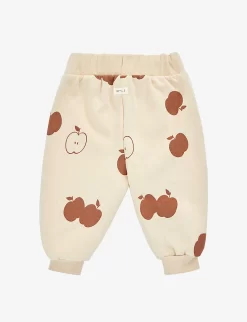 Orchard Apple-print Organic-cotton Jogging Bottoms 3 Months-4 Years -Boutique Fashionable Childrens Clothing Store R04086705 CREAMBROWN ALT02