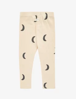 Moon-print Organic-cotton Leggings 0 Months-4 Years -Boutique Fashionable Childrens Clothing Store R04086713 CREAMNAVY ALT02