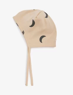 Moon-print Organic-cotton Beanie Hat 0-12 Months -Boutique Fashionable Childrens Clothing Store R04086714 CREAMNAVY ALT02