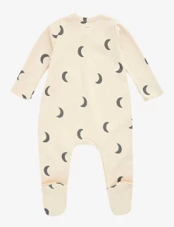 Moon-print Organic-cotton Babygrow 0-12 Months -Boutique Fashionable Childrens Clothing Store R04086716 CREAMNAVY ALT02