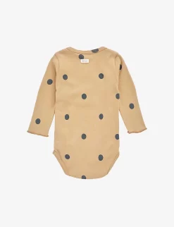 Polka-dot Organic-cotton Bodysuit 0-12 Months -Boutique Fashionable Childrens Clothing Store R04086717 LIGHTBROWN ALT02
