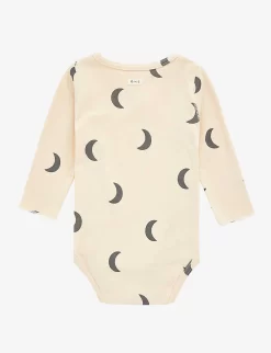 Abstract-print Organic-cotton Bodysuit 0-12 Months -Boutique Fashionable Childrens Clothing Store R04086718 CREAMNAVY ALT02