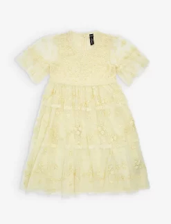 Floral-embroidered Lace Woven Dress 4-10 Years