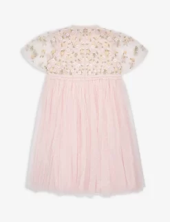 Floral-embroidered Woven Dress 4-10 Years 5 Floral-embroidered Woven Dress 4-10 Years -Boutique Fashionable Childrens Clothing Store R04088860 BLUSHPINKPRIMROSE ALT02