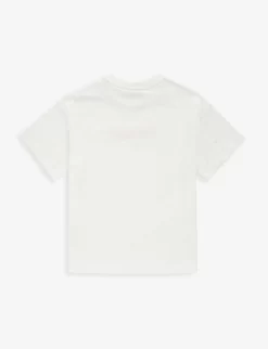 FENDI Logo Cotton-jersey T-shirt 4-12 Years -Boutique Fashionable Childrens Clothing Store R04093220 GESSO ALT02