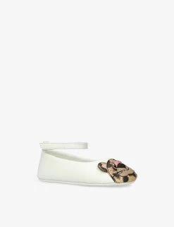 Dolce & Gabbana Leopard-face Leather Ballet Flats 0-1 Year -Boutique Fashionable Childrens Clothing Store R04097300 WHITE ALT02