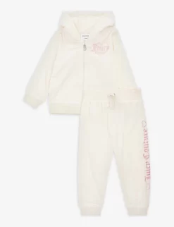 Juicy Couture Glittered-logo Stretch-velour Two-piece Tracksuit Set 12-36 Months
