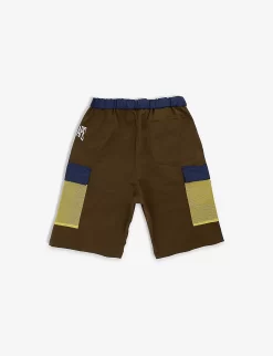 Logo-print Mid-rise Cotton-blend Shorts 7-9 Years -Boutique Fashionable Childrens Clothing Store R04109968 OLIVEDRAB ALT02