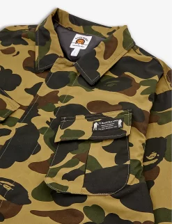 Camo-print Spread-collar Cotton Jacket 10-16 Years -Boutique Fashionable Childrens Clothing Store R04109974 GREEN ALT01