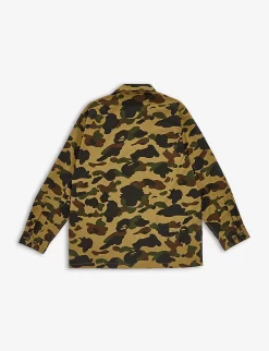 Camo-print Spread-collar Cotton Jacket 10-16 Years -Boutique Fashionable Childrens Clothing Store R04109974 GREEN ALT02