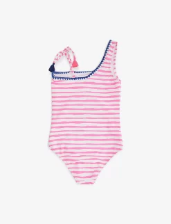 Striped Flamingo-print Stretch Recycled-polyester Swimsuit 3-14 Years -Boutique Fashionable Childrens Clothing Store R04115478 PINK ALT02