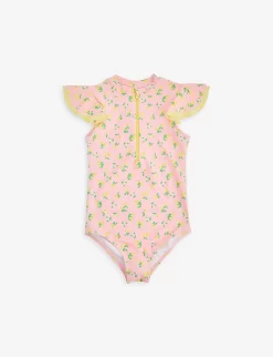 Lemon Blossom Stretch-recycled Polyester Surf Suit 3-14 Years