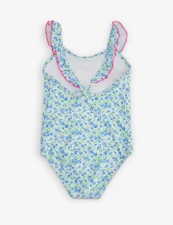 Floral-print Stretch Recycled-polyester Swimsuit 3-14 Years -Boutique Fashionable Childrens Clothing Store R04115488 BLUE ALT02