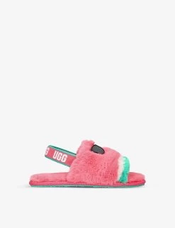 Ugg Fluff Yeah Watermelon Wool And Recycled Polyester-blend Slippers 2-7 Years