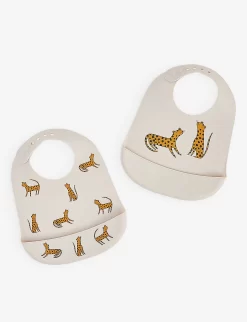 Liewood Tilda Tiger-print Silicone Bibs Pack Of Two -Boutique Fashionable Childrens Clothing Store R04122030 LEOPARDSANDY ALT02