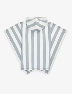 Liewood Roomie Stripe-print Organic-cotton Poncho 1-10 Years -Boutique Fashionable Childrens Clothing Store R04122061 STRIPESEABLUECREME ALT02