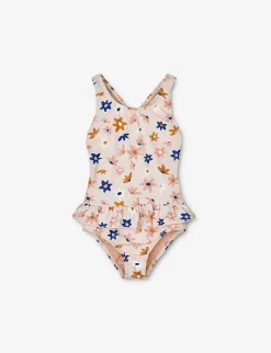 Liewood Amara Stripe-print Frill-waist Recycled-polyester Swimsuit 18 Months - 8 Years