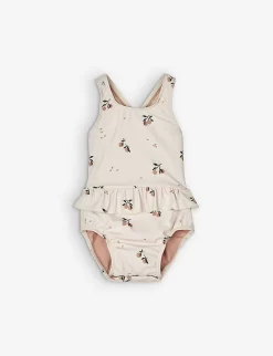 Liewood Amina Stripe-print Frill-waist Recycled-polyester Swimsuit 3 - 24 Months