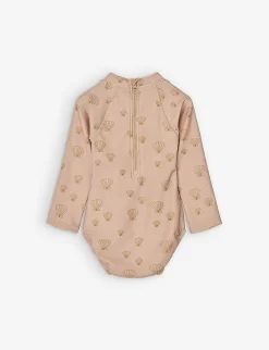 Liewood Maxime Shell-print High-neck Recycled-polyester Swimsuit 3-24 Months -Boutique Fashionable Childrens Clothing Store R04122086 SEASHELLPALETUSCANY ALT02