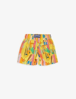 Vilebrequin Town Graphic-print Logo-badge Stretch Recycled-polyamide Shorts 4-14 Years -Boutique Fashionable Childrens Clothing Store R04124142 SOLEIL ALT02