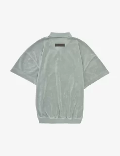 Kids ESSENTIALS Brand-appliqué Velour Polo Shirt 4-16 Years -Boutique Fashionable Childrens Clothing Store R04125996 SYCAMORE ALT02