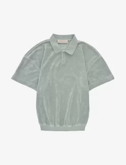 Kids ESSENTIALS Brand-appliqué Velour Polo Shirt 4-16 Years