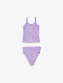 Daphne Scoop-neck Crinkle-texture Stretch-woven Bikini 7-12 Years