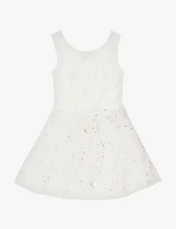 SELF PORTRAIT Sequin-embellished Sleeveless Stretch-woven Dress 3-12 Years 5 SELF PORTRAIT Sequin-embellished Sleeveless Stretch-woven Dress 3-12 Years -Boutique Fashionable Childrens Clothing Store R04131122 WHITE ALT02