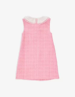 SELF PORTRAIT Tweed Bow-embellished Woven Mini Dress 3-12 Years -Boutique Fashionable Childrens Clothing Store R04131127 PINK ALT02