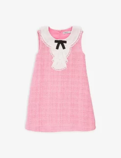 SELF PORTRAIT Tweed Bow-embellished Woven Mini Dress 3-12 Years
