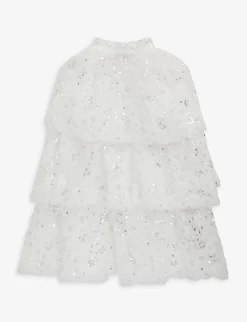 SELF PORTRAIT Bow-embellished Woven Cape 5-10 Years -Boutique Fashionable Childrens Clothing Store R04131132 WHITE ALT02