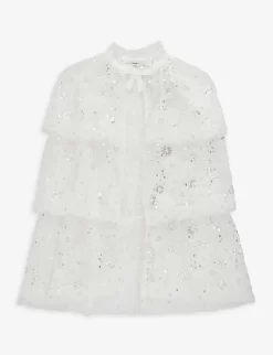 SELF PORTRAIT Bow-embellished Woven Cape 5-10 Years