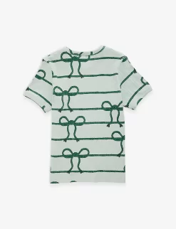 Mini Rodini Bow And Rope Graphic-print Stretch-cotton T-shirt 18 Months-11 Years -Boutique Fashionable Childrens Clothing Store R04131138 GREEN ALT02