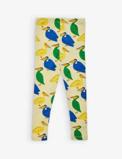 Mini Rodini Pelican-print Elasticated-waist Stretch-cotton Leggings 18 Months-11 Years -Boutique Fashionable Childrens Clothing Store R04131144 YELLOW ALT02