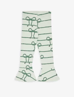 Mini Rodini Rope-print Flared-leg Stretch-cotton Leggings 18 Months-11 Years -Boutique Fashionable Childrens Clothing Store R04131146 GREEN ALT02