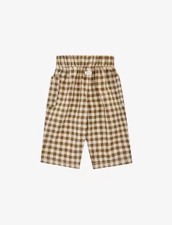 Gingham-print Organic-cotton Shorts 6 Months-4 Years -Boutique Fashionable Childrens Clothing Store R04131283 OLIVE ALT02