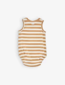 Striped Sleeveless Organic-cotton Body 0-2 Months -Boutique Fashionable Childrens Clothing Store R04131287 GOLD ALT02