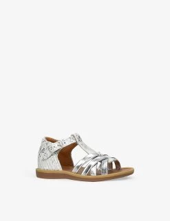 Pom D'Api Poppy Back Neptune Metallic-strap Faux-leather Sandals 6 Months-3 Years -Boutique Fashionable Childrens Clothing Store R04132325 SILVER ALT02